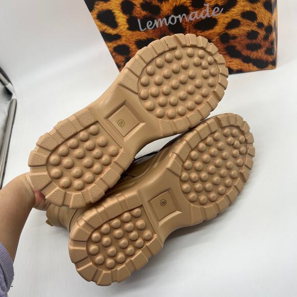 Lemonade Women Combat Boot Size 8M Rhinestone Strap Lace Up Textured Sole - Picture 4 of 14